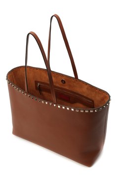 Женский сумка-шопер rockstud VALENTINO коричневого цвета, арт. VW2B0B70/VSF | Фото 4 (Сумки-технические: Сумки-шопперы; Материал: Натуральная кожа; Размер: large)