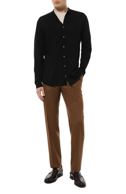 Мужские шерстяные брюки CANALI коричневого цвета, арт. 71019/AN04763 | Фото 2 (Драгоценные камни: Проставлено; Материал внешний: Шерсть; Материал сплава: Проставлено; Длина (брюки, джинсы): Стандартные)