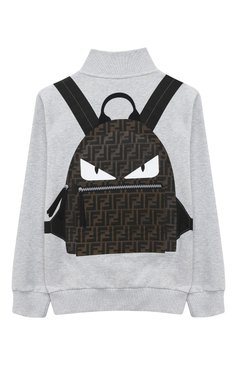 Детский хлопковая толстовка FENDI серого цвета, арт. JMH126/5V0/8A-12+ | Фото 2 (Рукава: Длинные; Мальчики Кросс-КТ: Толстовка-одежда; Региональные ограничения белый список (Axapta Mercury): RU; Материал сплава: Проставлено; Материал внешний: Хлопок; Драгоценные камни: Проставлено; Ростовка одежда: 10 - 11 лет | 140 - 146см, 12 лет | 152 см, 8 лет | 128 см)