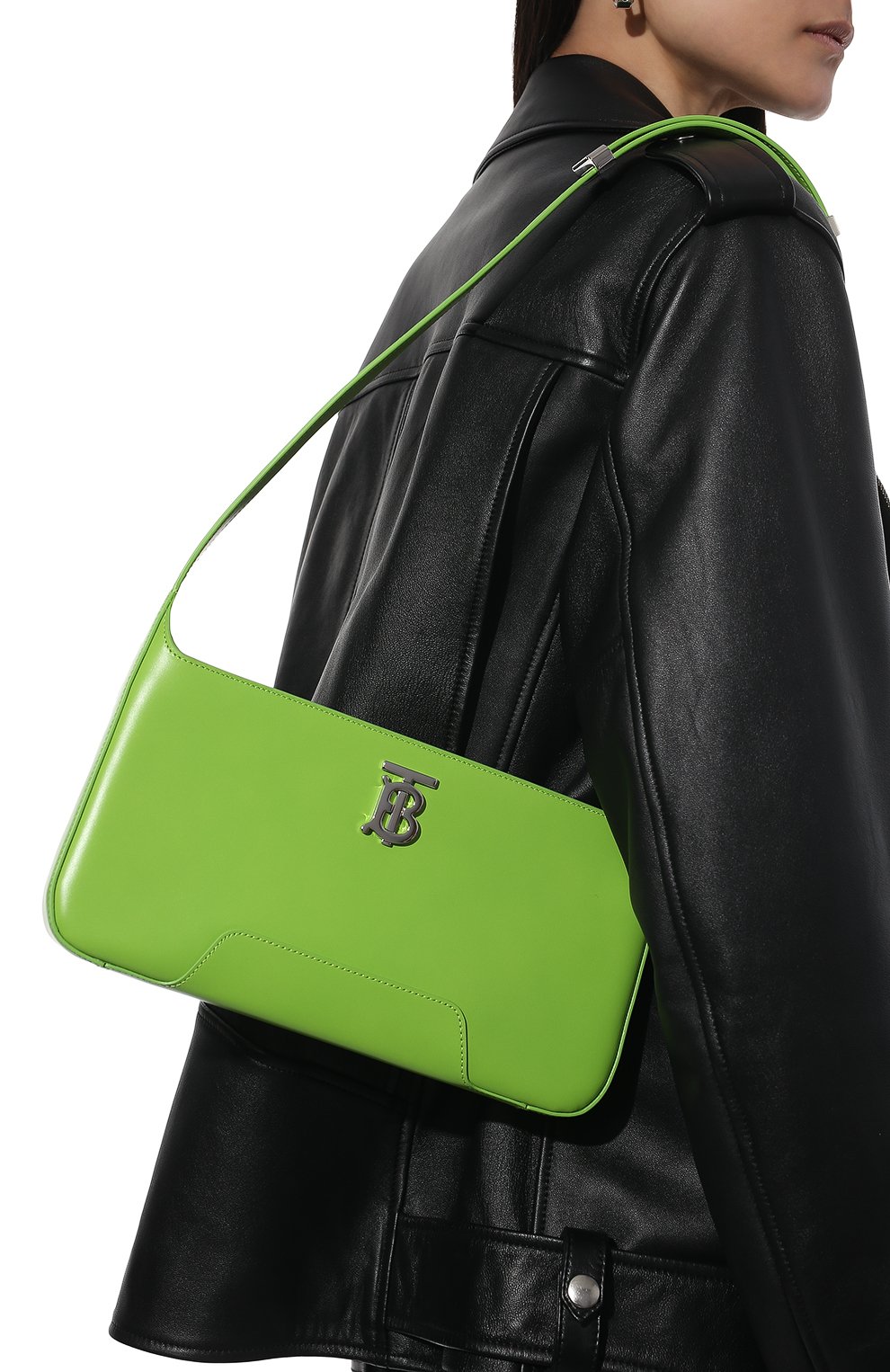 Женская сумка tb medium BURBERRY зеленого цвета, арт. 8050469 | Фото 2 (Сумки-технические: Сумки top-handle; Размер: medium; Материал: Натуральная кожа)