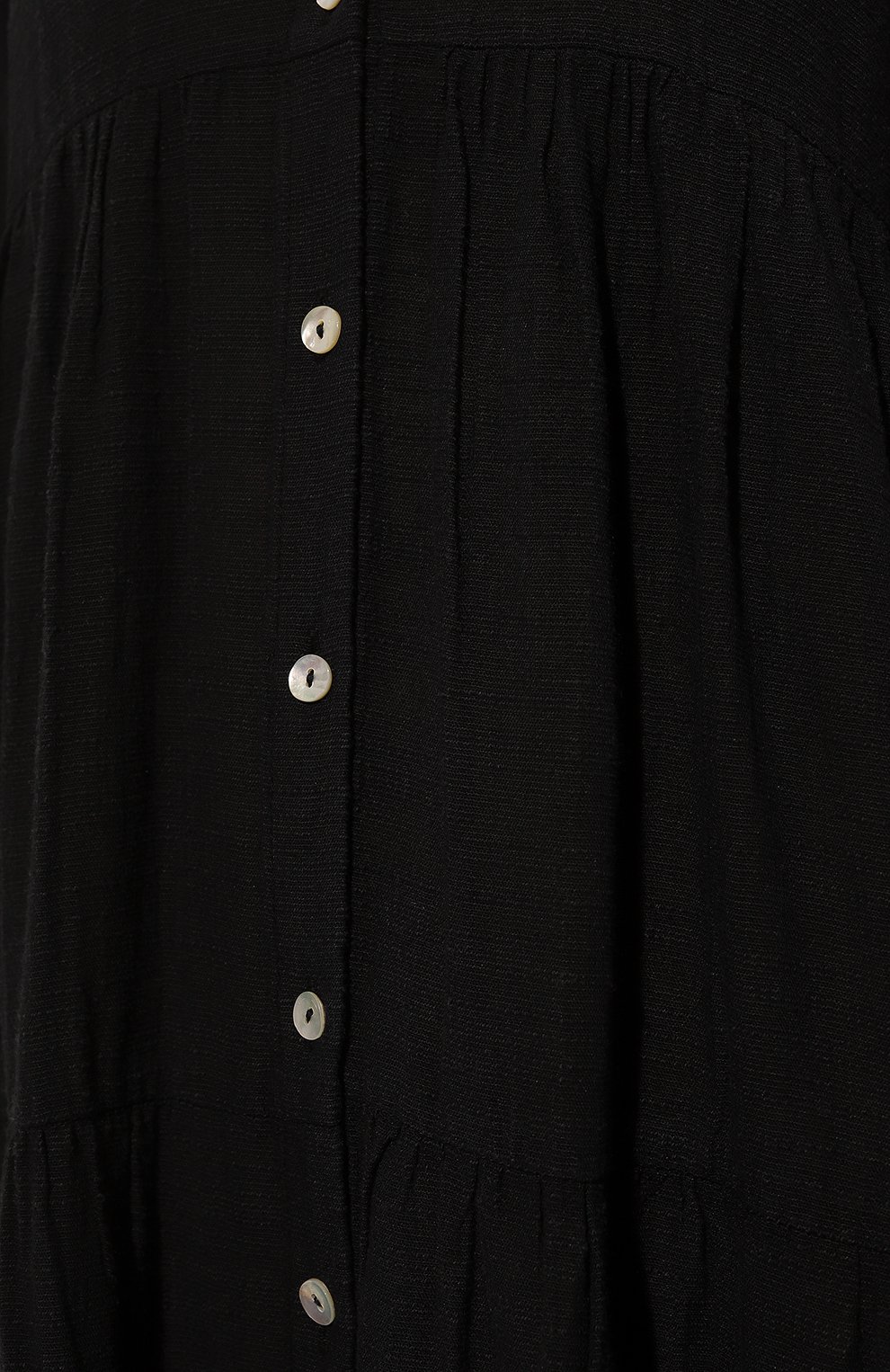 Женское платье из хлопка и льна PEARL&CAVIAR черного цвета, арт. S23P6240 | Фото 5 (Женское Кросс-КТ: платье-рубашка, Платье-пляжная одежда, Платье-одежда; Случай: Повседневный; Материал сплава: Проставлено; Материал внешний: Хлопок, Лен, Растительное волокно; Длина Ж (юбки, платья, шорты): Миди; Драгоценные камни: Проставлено; Рукава: 3/4; Стили: Бохо)