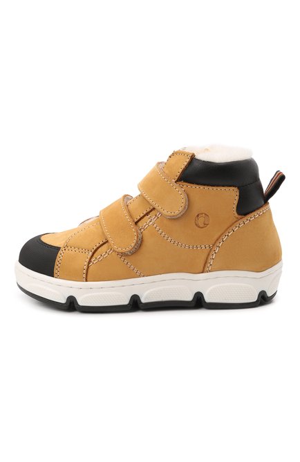 Детские кожаные ботинки WALKEY бежевого цвета, арт. Y1B4-41371-0415/25-29 | Фото 2 (Материал утеплителя: Натуральный мех; Материал внешний: Кожа)