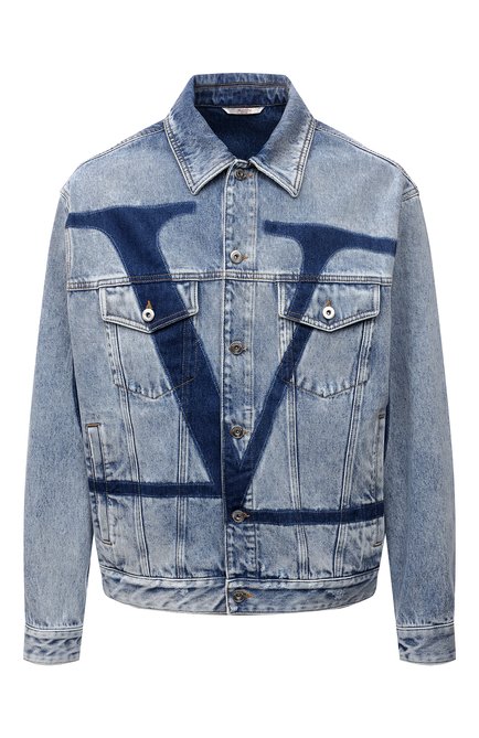Мужская джинсовая куртка VALENTINO голубого цвета, арт. XV3DC02G847 | Фото 1 (Материал внешний: Хлопок, Деним; Рукава: Длинные; Длина (верхняя одежда): Короткие; Кросс-КТ: Куртка, Деним; Региональные ограничения белый список (Axapta Mercury): RU)