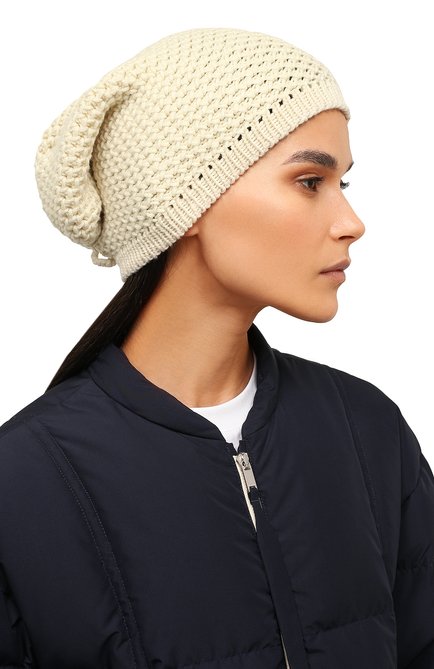 Женская кашемировая шапка INVERNI кремвого цвета, арт. 0097 CMG8 | Фото 2 (Материал: Кашемир, Текстиль, Шерсть)