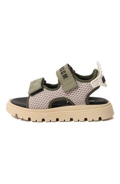 Детские сандалии MSGM KIDS хаки цвета, арт. 73997/28-35 | Фото 2 (Материал внешний: Текстиль; Материал внутренний: Натуральная кожа)