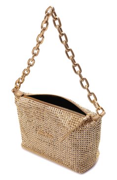 Женская сумка MIU MIU золотого цвета, арт. 5BC103-2D5H-F0522-OOO | Фото 5 (Женское Кросс-КТ: Вечерняя сумка; Сумки-технические: Сумки top-handle; Размер: mini; Материал: Текстиль)