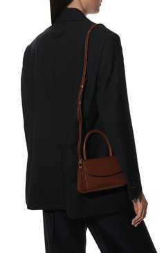 Женская сумка mini BY FAR коричневого цвета, арт. 22CRMINATCWSMA | Фото 2 (Сумки-технические: Сумки через плечо, Сумки top-handle; Материал: Натуральная кожа; Размер: mini; Ремень/цепочка: На ремешке)