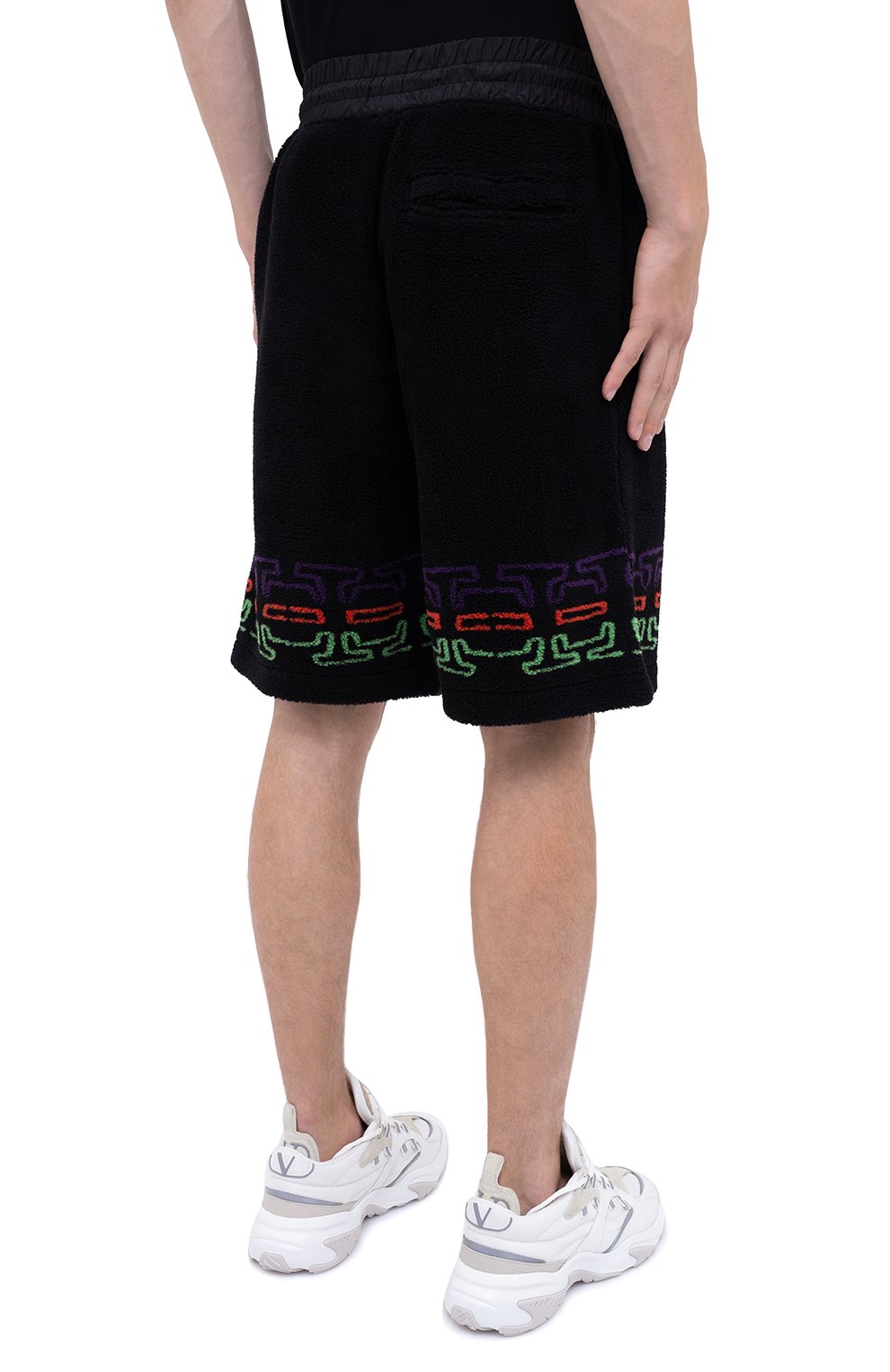 Мужские шорты MARCELO BURLON черного цвета, арт. CMCI010F20FAB001 | Фото 4 (Случай: Повседневный; Длина Шорты М: Ниже колена; Материал внешний: Синтетический материал; Принт: С принтом; Кросс-КТ: Трикотаж; Стили: Спорт-шик)