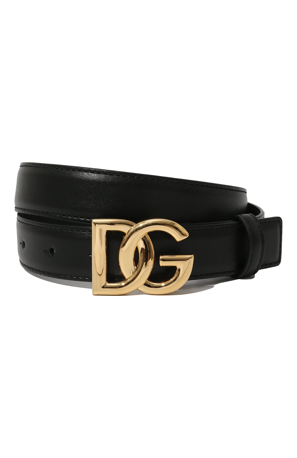 Женский кожаный ремень DOLCE & GABBANA черного цвета, арт. BE1447/AW576 | Фото 1 (Материал: Натуральная кожа; Кросс-КТ: Тонкие)