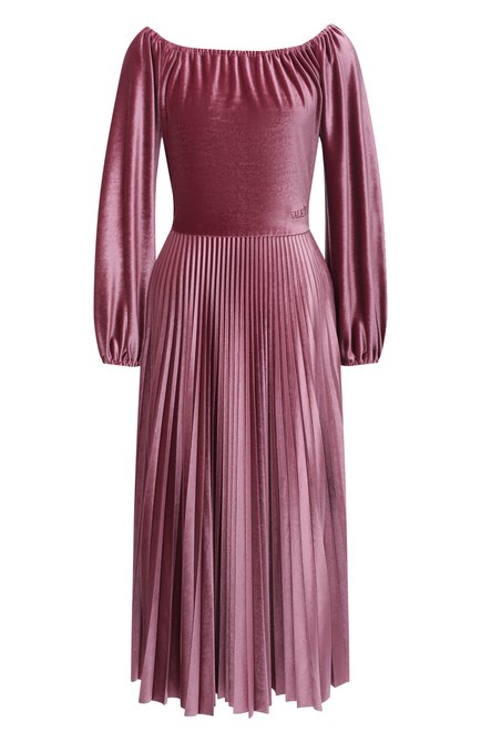 Женское платье VALENTINO розового цвета, арт. UB3MJ02J5MD | Фото 1 (Материал внешний: Синтетический материал; Женское Кросс-КТ: Платье-одежда; Длина Ж (юбки, платья, шорты): Миди; Рукава: Длинные; Стили: Романтичный; Случай: Вечерний)