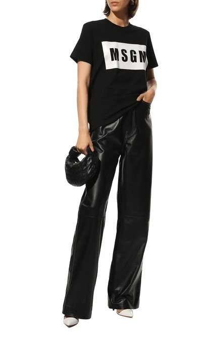 Женская хлопковая футболка MSGM черного цвета, арт. 2000MDM520 200002 | Фото 2 (Рукава: Короткие; Длина (для топов): Стандартные; Материал внешний: Хлопок; Женское Кросс-КТ: Футболка-одежда; Стили: Спорт-шик; Принт: С принтом)