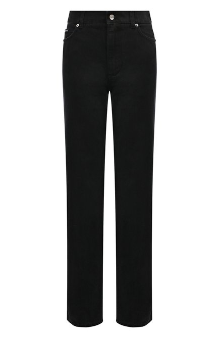 Женские джинсы DOLCE & GABBANA черного цвета, арт. FTCGND/G8JW1 | Фото 1 (Длина (брюки, джинсы): Удлиненные; Материал сплава: Проставлено; Драгоценные камни: Проставлено; Материал внешний: Хлопок)