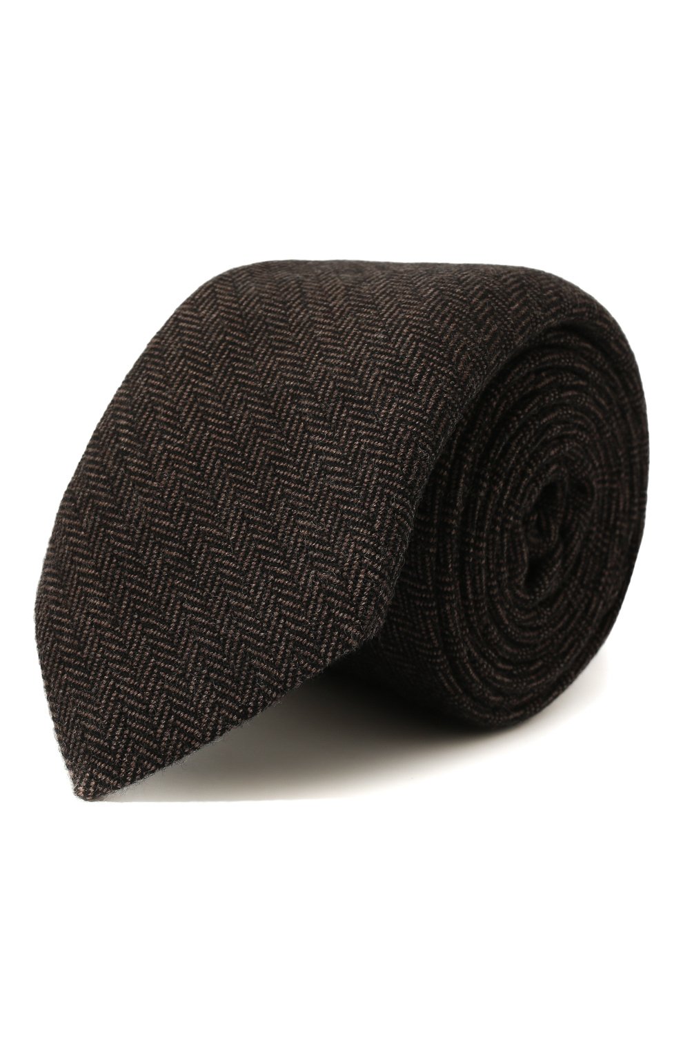 Мужской шерстяной галстук LUIGI BORRELLI темно-коричневого цвета, арт. CR453037/LR | Фото 1 (Принт: С принтом, Без принта; Материал: Текстиль, Шерсть)