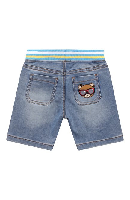 Детские джинсовые шорты MOSCHINO голубого цвета, арт. HUQ00R/LDE03/4A-8A | Фото 2 (Материал внешний: Хлопок; Кросс-КТ: Деним)