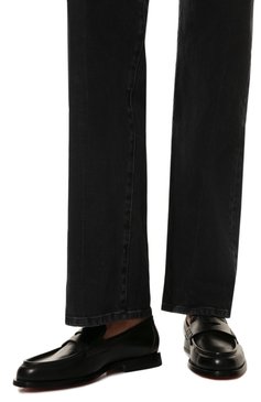Женские кожаные пенни-лоферы SANTONI черного цвета, арт. WUQC59462BA2BBCKN01 | Фото 3 (Материал внешний: Кожа; Материал внутренний: Натуральная кожа)