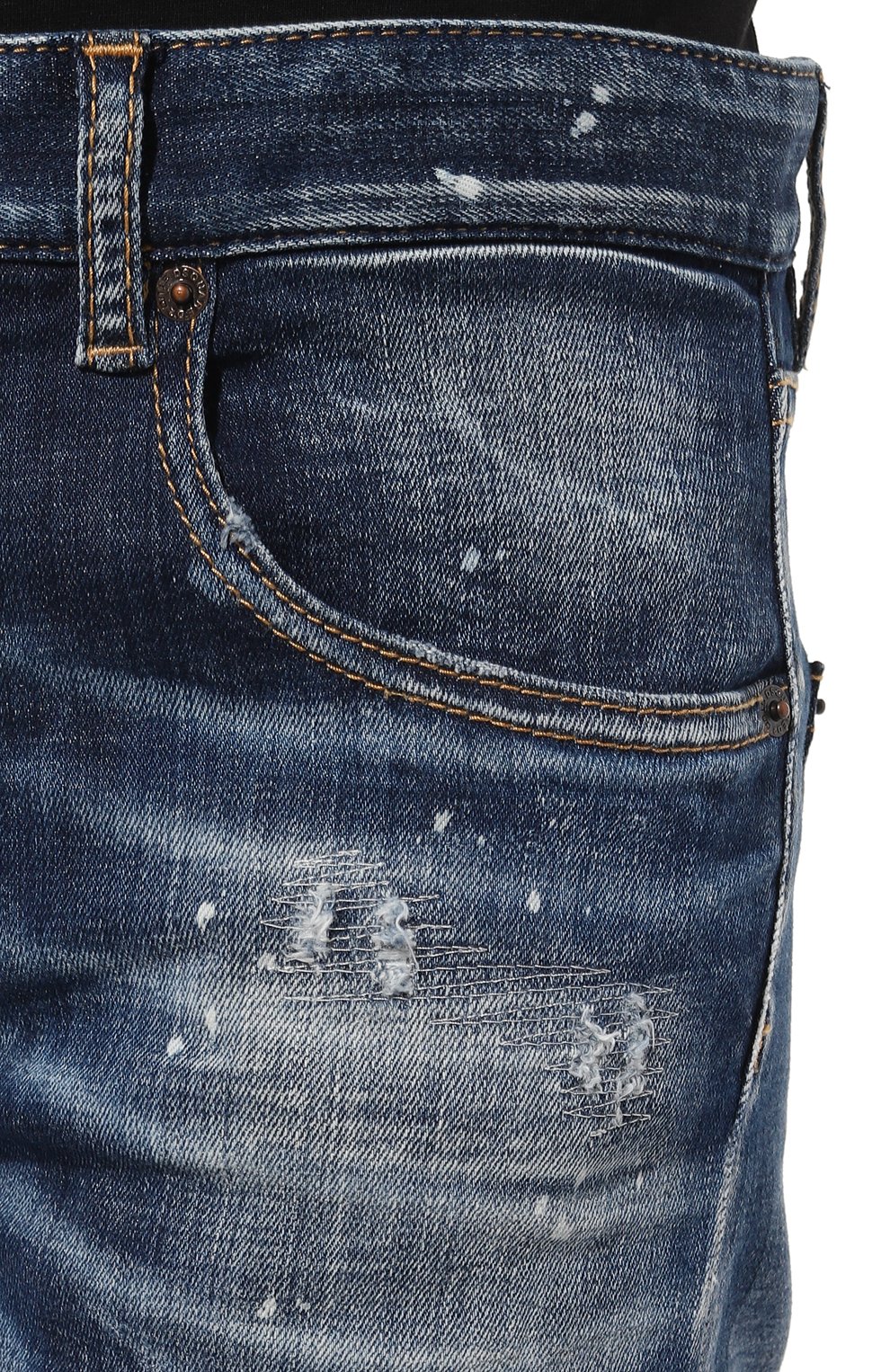 Женские джинсы DSQUARED2 синего цвета, арт. S72LB0688/S30342 | Фото 5 (Кросс-КТ: Деним; Длина (брюки, джинсы): Стандартные; Стили: Гранж; Материал сплава: Проставлено; Материал внешний: Хлопок, Деним; Силуэт Ж (брюки и джинсы): Слим; Драгоценные камни: Проставлено)
