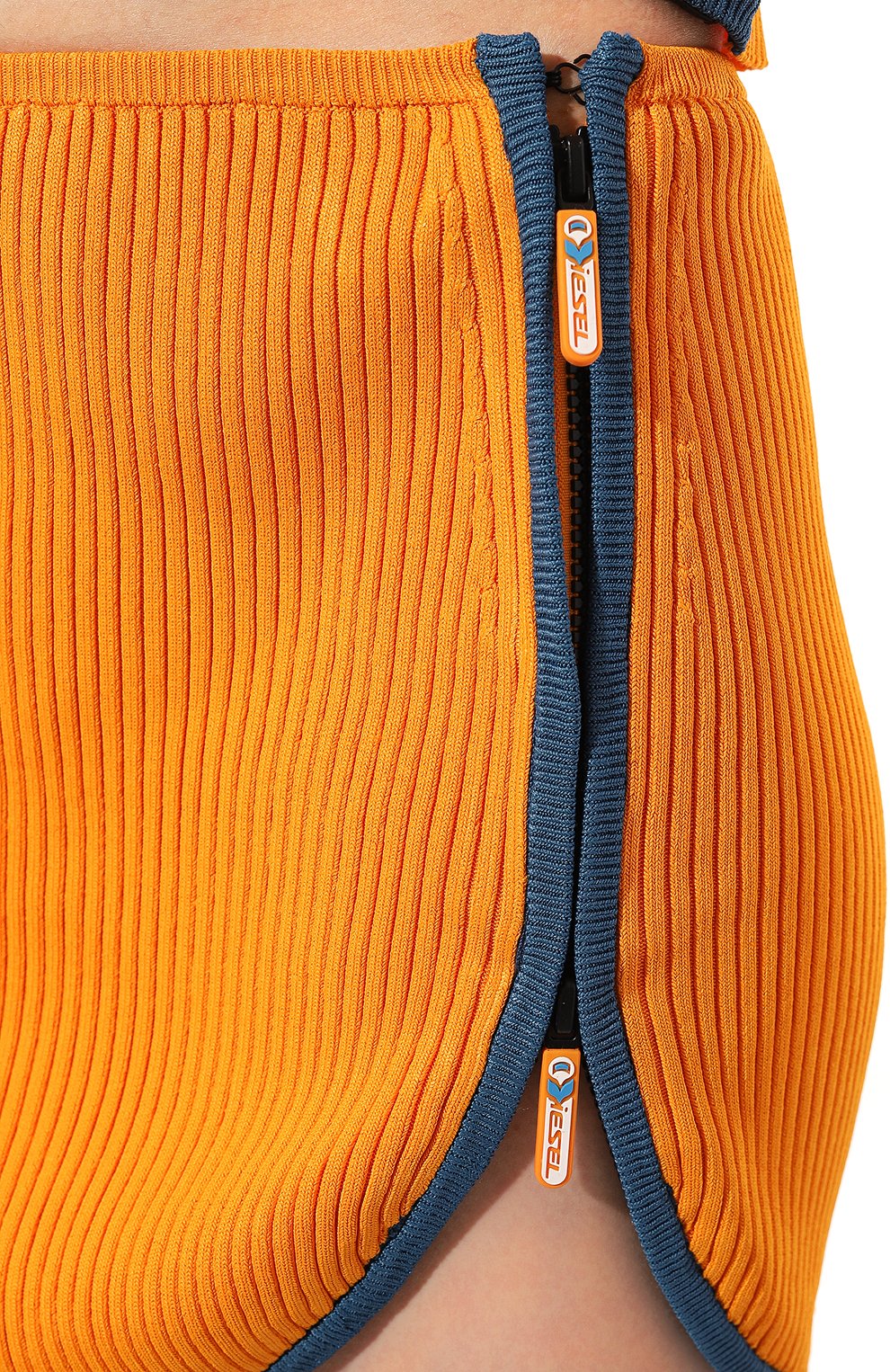Женская юбка из вискозы DIESEL оранжевого цвета, арт. A09462/0NHAD | Фото 5 (Длина Ж (юбки, платья, шорты): Мини; Кросс-КТ: Трикотаж; Женское Кросс-КТ: Юбка-одежда; Стили: Романтичный)