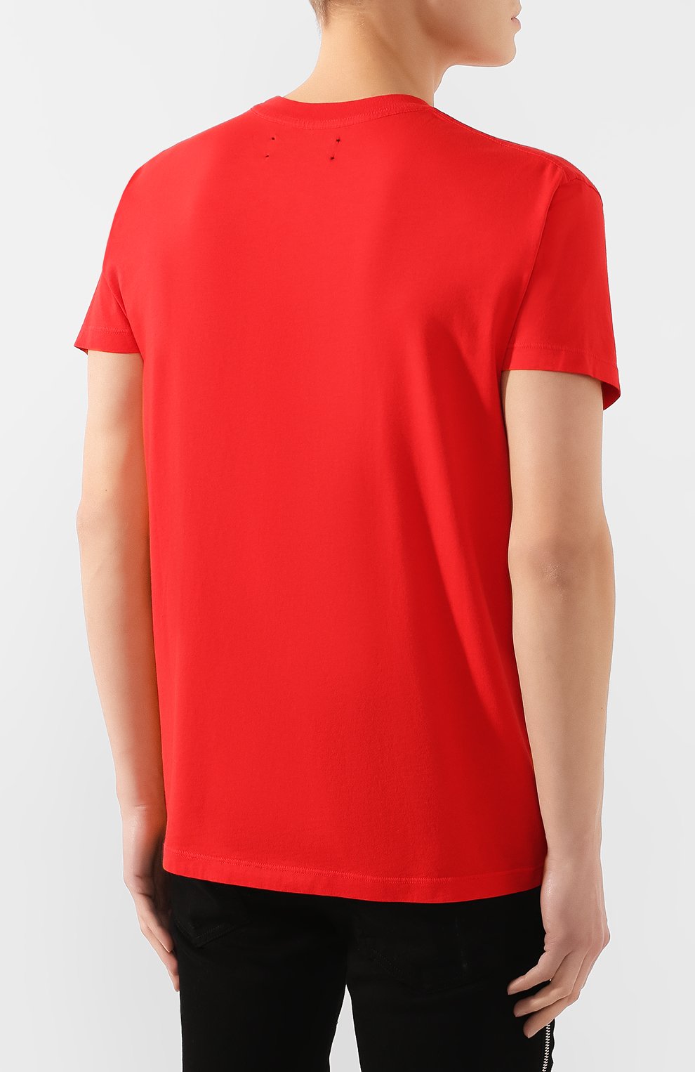 Мужская хлопковая футболка AMIRI красного цвета, арт. S0M03337CJ | Фото 4 (Рукава: Короткие; Длина (для топов): Стандартные; Стили: Гранж; Принт: С принтом; Материал внешний: Хлопок)