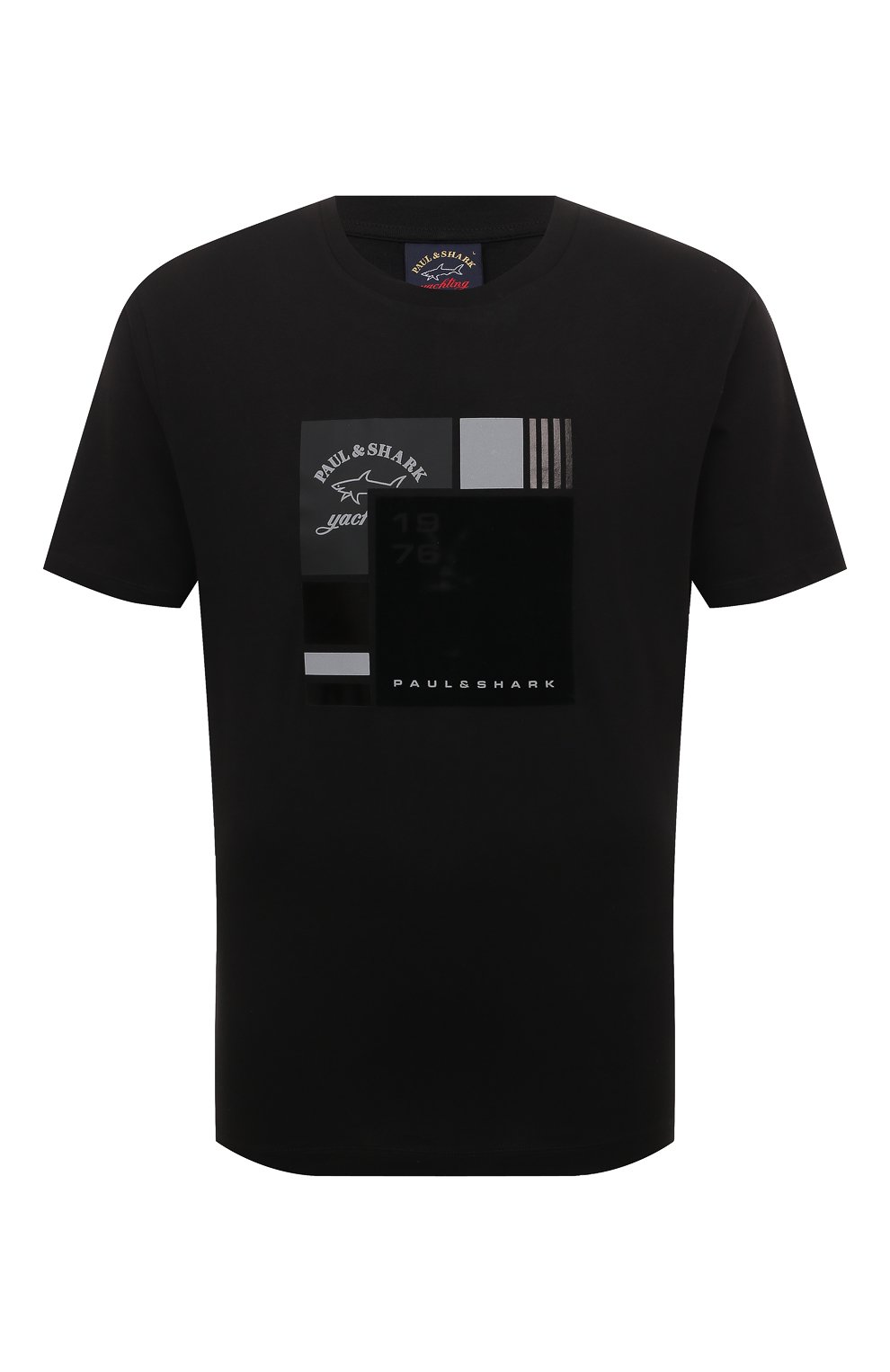 Хлопковая футболка Paul&Shark 13311642, цвет чёрный, размер 48