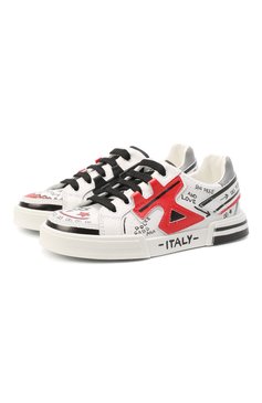 Мужского кожаные кеды DOLCE & GABBANA черно-белого цвета, арт. DA5051/AY205/29-36 | Фото 1 (Мальчики Кросс-КТ: Обувь-низкие; Региональные ограничения белый список (Axapta Mercury): Не проставлено; Нос: Не проставлено)