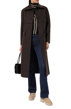 Женское шерстяное пальто HARRIS WHARF LONDON коричневого цвета, арт. A1551MLK-Y | Фото 2 (Материал внешний: Шерсть; Рукава: Длинные; Материал спл ава: Проставлено; Стили: Классический; Материал подклада: Синтетический материал; Длина (верхняя одежда): Длинные; 1-2-бортные: Однобортные; Драгоценные камни: Проставлено)