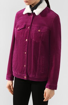 Женская вельветовая куртка 7 FOR ALL MANKIND фиолетового цвета, арт. JSVNV640PU | Фото 3 (Кросс-КТ: Куртка; Рукава: Длинные; Женское Кросс-КТ: Пуховик-куртка; Материал внешний: Синтетический материал, Хлопок; Материал подклада: Синтетический материал; Длина (верхняя одежд�а): Короткие; Статус проверки: Проверена категория)