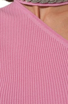 Женский шерстяной пуловер GIUSEPPE DI MORABITO розового цвета, арт. FW23273KN-276 | Фото 5 (Материал внешний: Шерсть; Рукава: Длинные; Стили: Гламурный; Длина (для топов): Стандартные; Материал сплава: Проставлено; Женское Кросс-КТ: Пуловер-одежда; Драгоценные камни: Проставлено)
