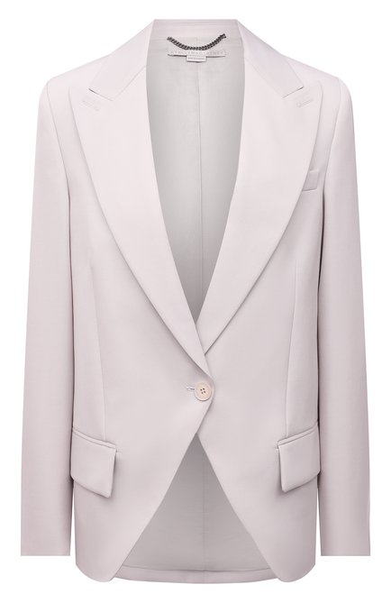 Женский шерстяной жакет STELLA MCCARTNEY светло-серого цвета, арт. 602875/SPA28 | Фото 1 (Рукава: Длинные; Материал внешний: Шерсть; Материал подклада: Вискоза; Длина (для топов): Стандартные; Женское Кросс-КТ: Жакет-одежда; Случай: Повседневный; 1-2-бортные: Однобортные; Стили: Кэжуэл; Региональные ограничения белый список (Axapta Mercury): RU)