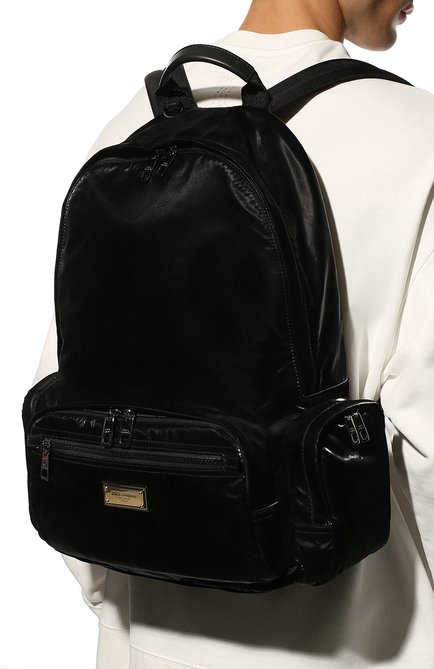 Мужской текстильный рюкзак sicilia dna DOLCE & GABBANA черного цвета, арт. BM1961/A0243 | Фото 2 (Материал: Текстиль; Размер: large; Стили: Кэжуэл)