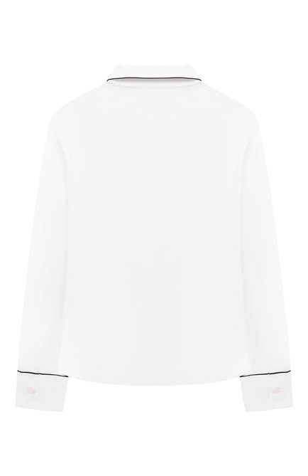 Детское хлопковая блузка DAL LAGO белого цвета, арт. R496/7628/13-16 | Фото 2 (Материал внешний: Хлопок; Рукава: Длинные; Стили: Классический; Ростовка одежда: 13 - 15 лет | 158 см, 16 лет | 164 см)