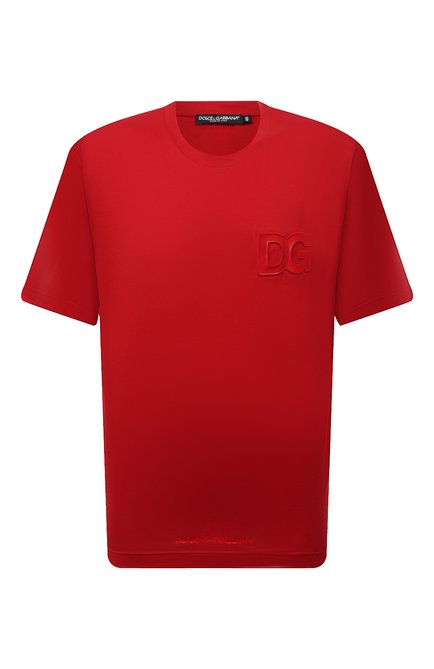 Мужская хлопковая футболка DOLCE & GABBANA красного цвета, арт. G8NB3Z/FU7EQ | Фото 1 (Материал внешний: Хлопок; Рукава: Короткие; Принт: Без принта; Стили: Спорт-шик; Длина (для топов): Стандартные; Региональные ограничения белый список (Axapta Mercury): RU)