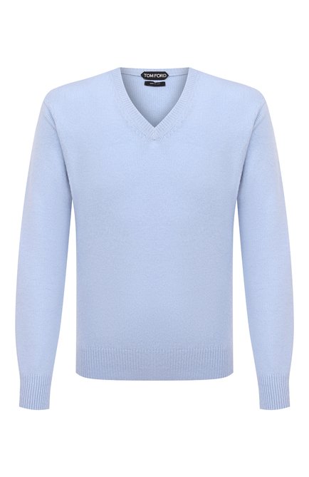 Мужской кашемировый свитер TOM FORD голубого цвета, арт. BWK70/TFK100 | Фото 1 (Материал внешний: Кашемир, Шерсть; Мужское Кросс-КТ: Свитер-одежда; Стили: Кэжуэл; Принт: Без принта; Длина (для топов): Стандартные; Рукава: Длинные)