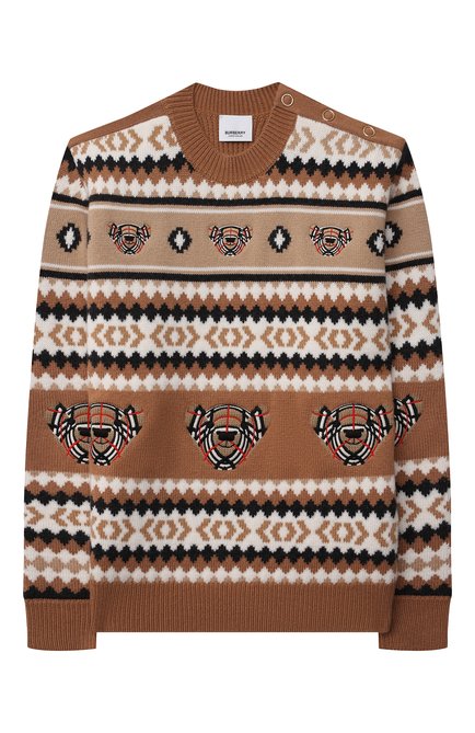 Детский шерстяной пуловер BURBERRY бежевого цвета по цене 55150 руб., арт. 8043914 | Фото 1