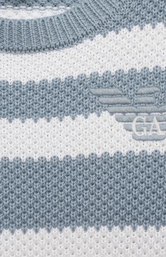 Детский хлопковый пуловер EMPORIO ARMANI голубого цвета, арт. 3R4M58/4MGWZ | Фото 3 (Рукава: Длинные; Мальчики Кросс-КТ: Пуловер-одежда; Материал сплава: Проставлено; Материал внешний: Хлопок; Драгоценные камни: Проставлено)