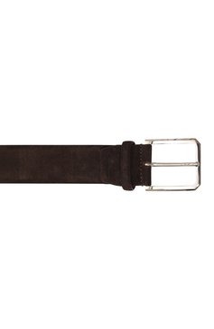 Мужской замшевый ремень SANTONI темно-коричневого цвета, арт. CM40VS003C07ETT1 | Фото 4 (Материал: Натуральная кожа; Материал сплава: Проставлено; Нос: Не проставлено; Случай: Формальный)