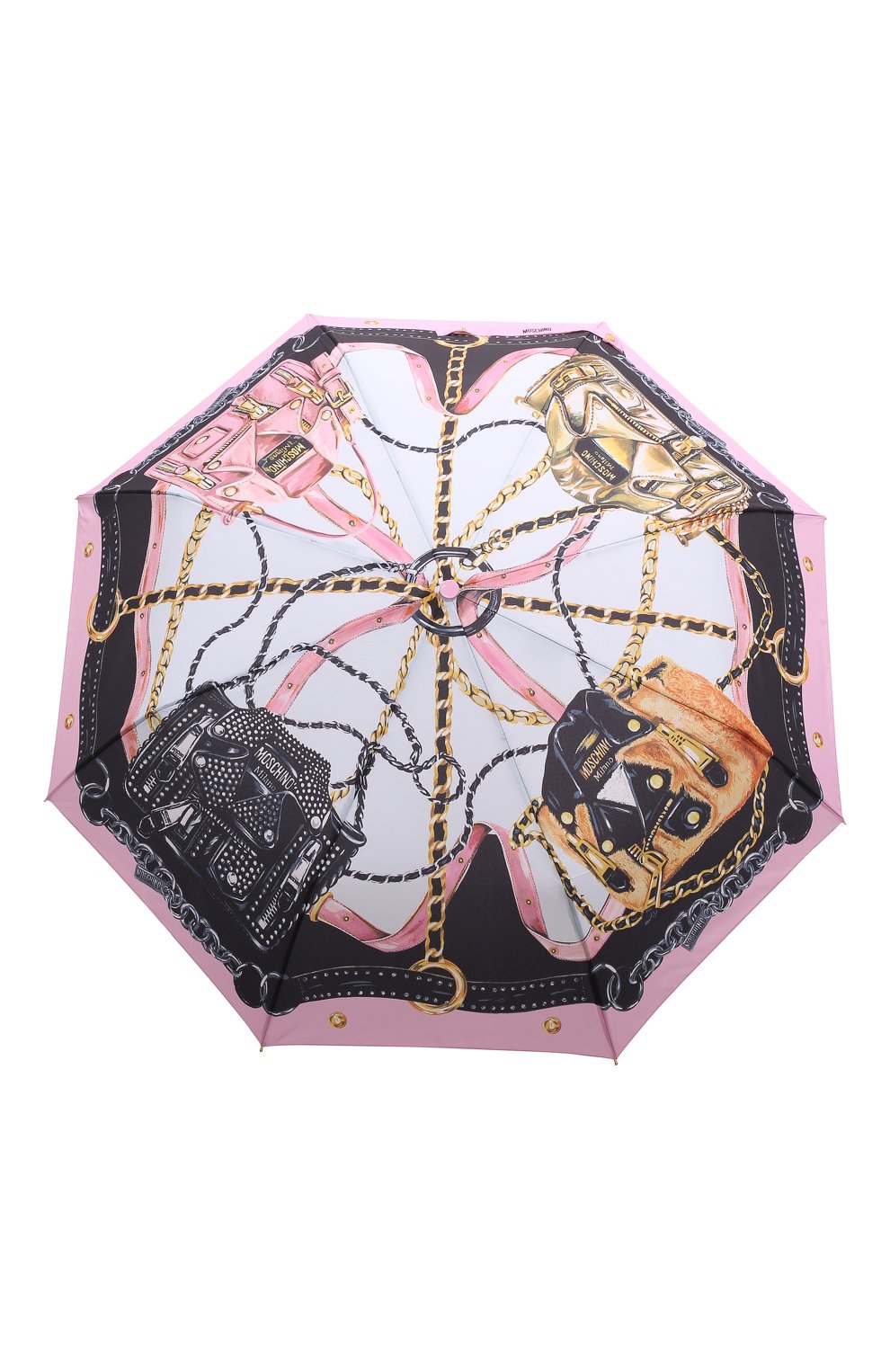 Женский складной зонт MOSCHINO розового цвета, арт. 8924-0PENCL0SEA | Фото 1 (Материал: Текстиль, Синтетический материал, Металл)