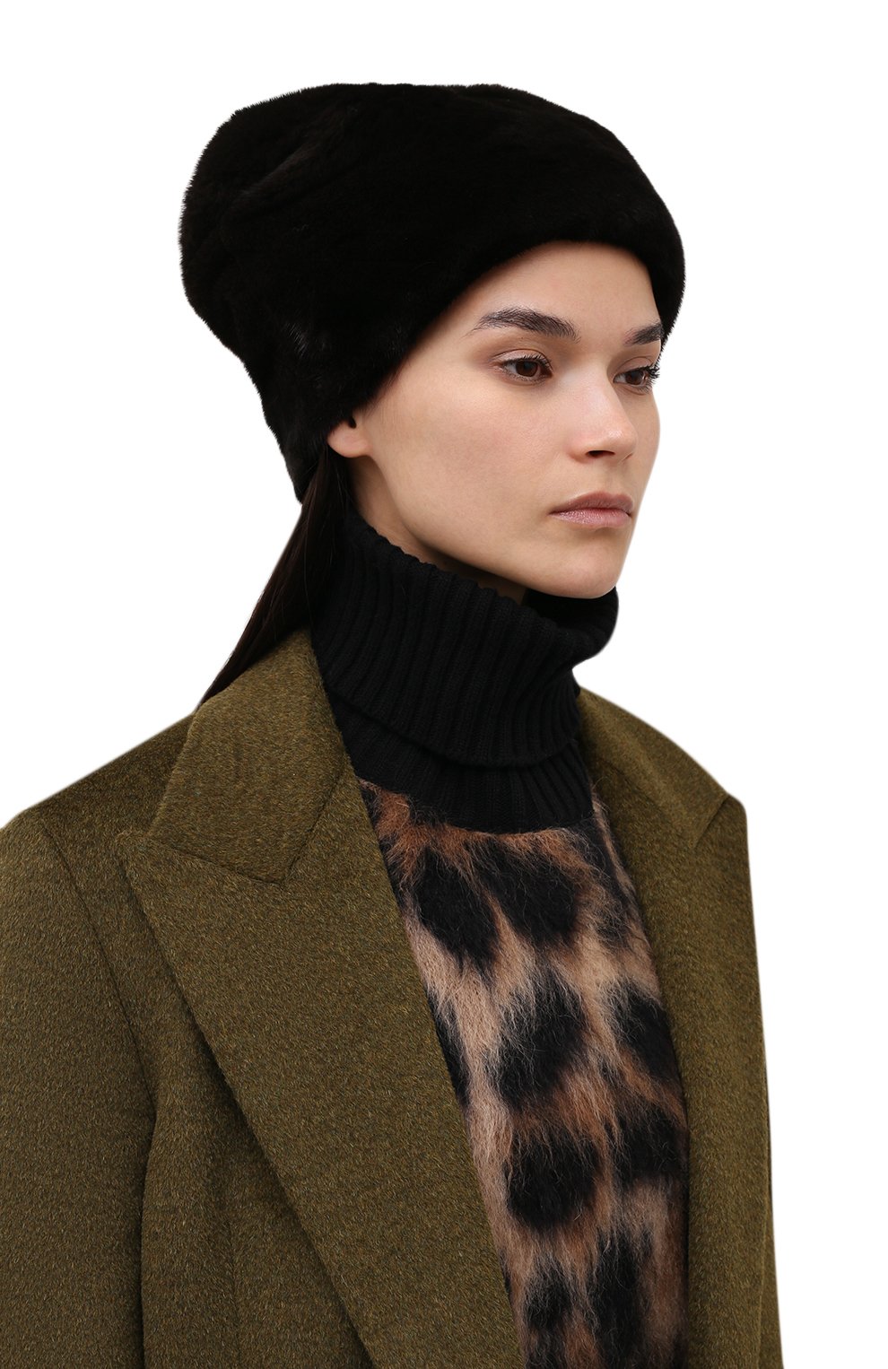 Женская шапка фанни из меха норки FURLAND черного цвета, арт. 0141100110154300000 | Фото 2 (Материал: Натуральный мех)