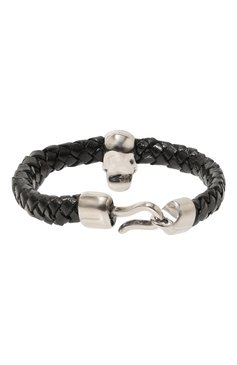 Мужской кожаный браслет ALEXANDER MCQUEEN черного цвета, арт. 554602/J16KI | Фото 3 (Материал: Кожа)