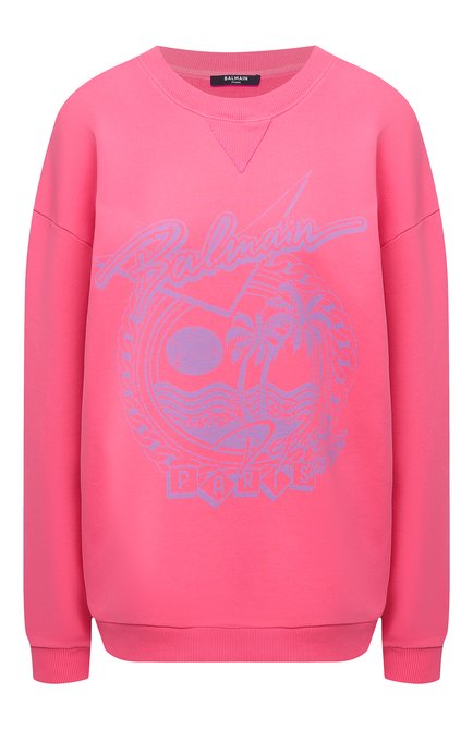 Женский хлопковый свитшот BALMAIN розового цвета по цене 72200 руб., арт. VF13742/B506 | Фото 1