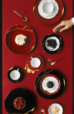 Чайная ча шка с блюдцем kintsugi charbon BERNARDAUD черного цвета, арт. 1976/91 | Фото 3 (Ограничения доставки: fragile-2)