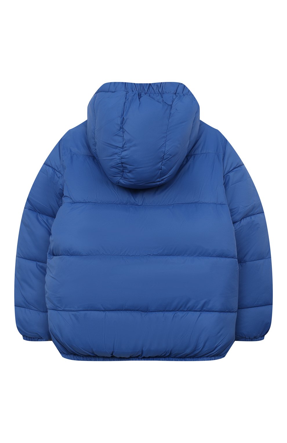 Детского утепленная куртка STELLA MCCARTNEY синего цвета, арт. TT2R37 | Фото 2 (Рукава: Длинные; Материал внешний: Синтетический материал; Материал сплава: Проставлено; Драгоценные камни: Проставлено)