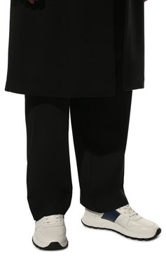 Мужские кожаные кроссовки PRADA белого цвета, арт. 4E3463-3V83-F0P41-G000 | Фото 3 (Стили: Классический; Материал утеплителя: Без утеплителя; Подошва: Массивная)