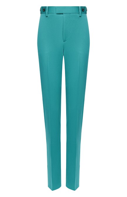 Женские шерстяные брюки BOTTEGA VENETA бирюзового цвета по цене 96100 руб., арт. 664620/V0B20 | Фото 1