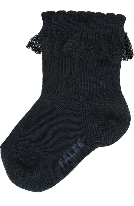 Детские носки с кружевной оборкой FALKE темно-синего цвета, арт. 12121 | Фото 1 (Материал: Хлопок, Текстиль; Статус проверки: Проверена категория)