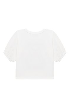 Детская хлопковая футболка MOSCHINO белого цвета, арт. HDM054/LBA10/4-8 | Фото 2 (Девочки Кросс-КТ: футболка-одежда; Рукава: Короткие; Материал внешний: Хлопок)