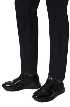 Мужские комбинированные кроссовки prax 1 PRADA черного цвета, арт. 2EE369-3LF5-F0632-G000 | Фото 3 (Материал внешний: Текстиль; Стили: Классический; Материал утеплителя: Без утеплителя; Подошва: Массивная)