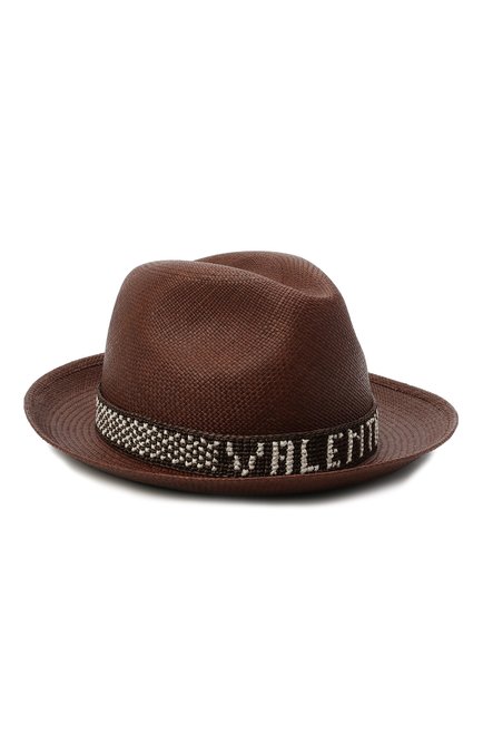 Женская соломенная шляпа valentino x borsalino VALENTINO коричневого цвета, арт. VW2HAA57/WDI | Фото 1 (Материал: Растительное волокно; Региональные  ограничения белый список (Axapta Mercury): RU)