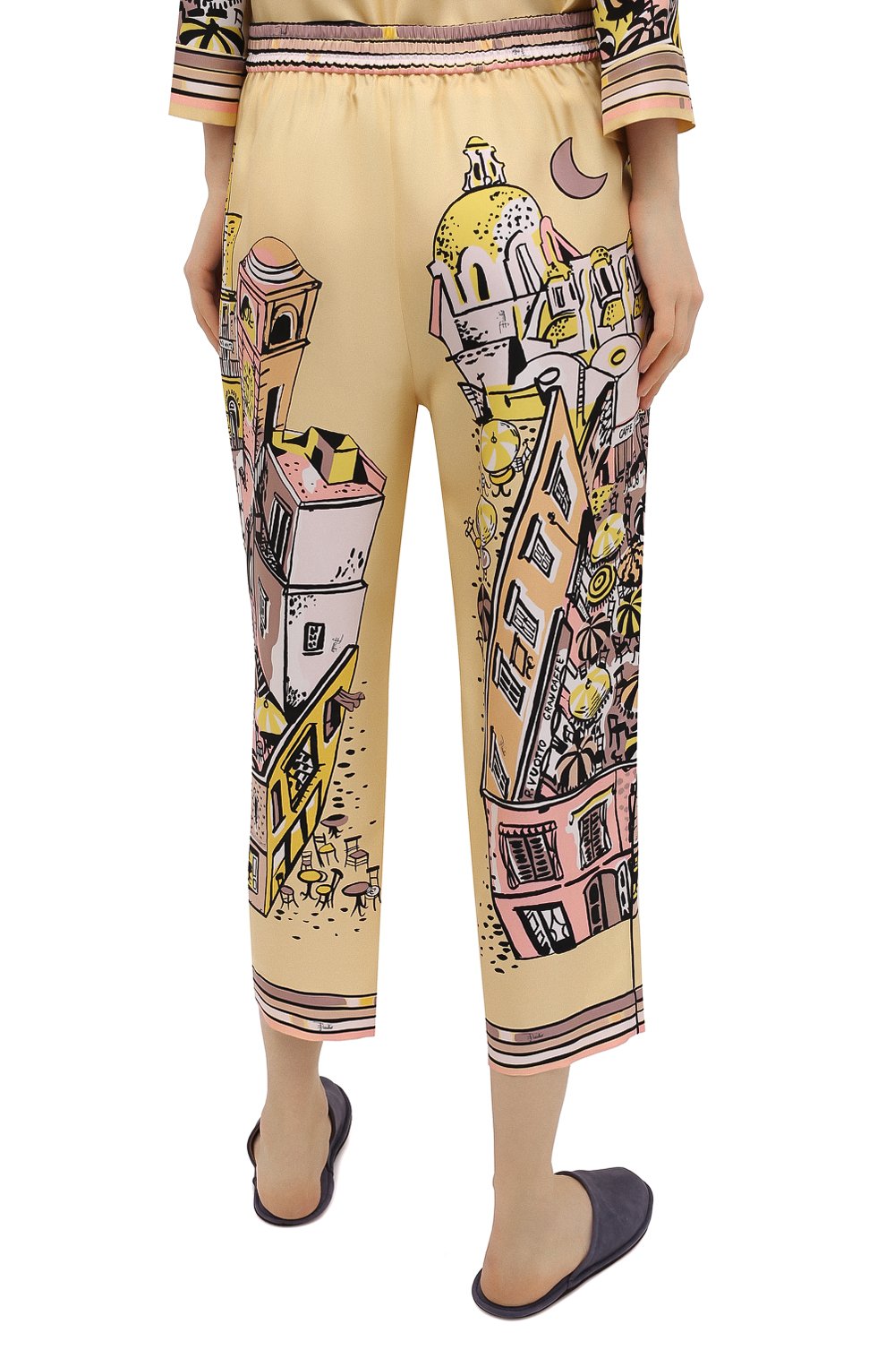Женские шелковые брюки EMILIO PUCCI желтого цвета, арт. 1HRT20/1H721 | Фото 4 (Материал внешний: Шелк; Женское Кросс-КТ: Брюки-белье)
