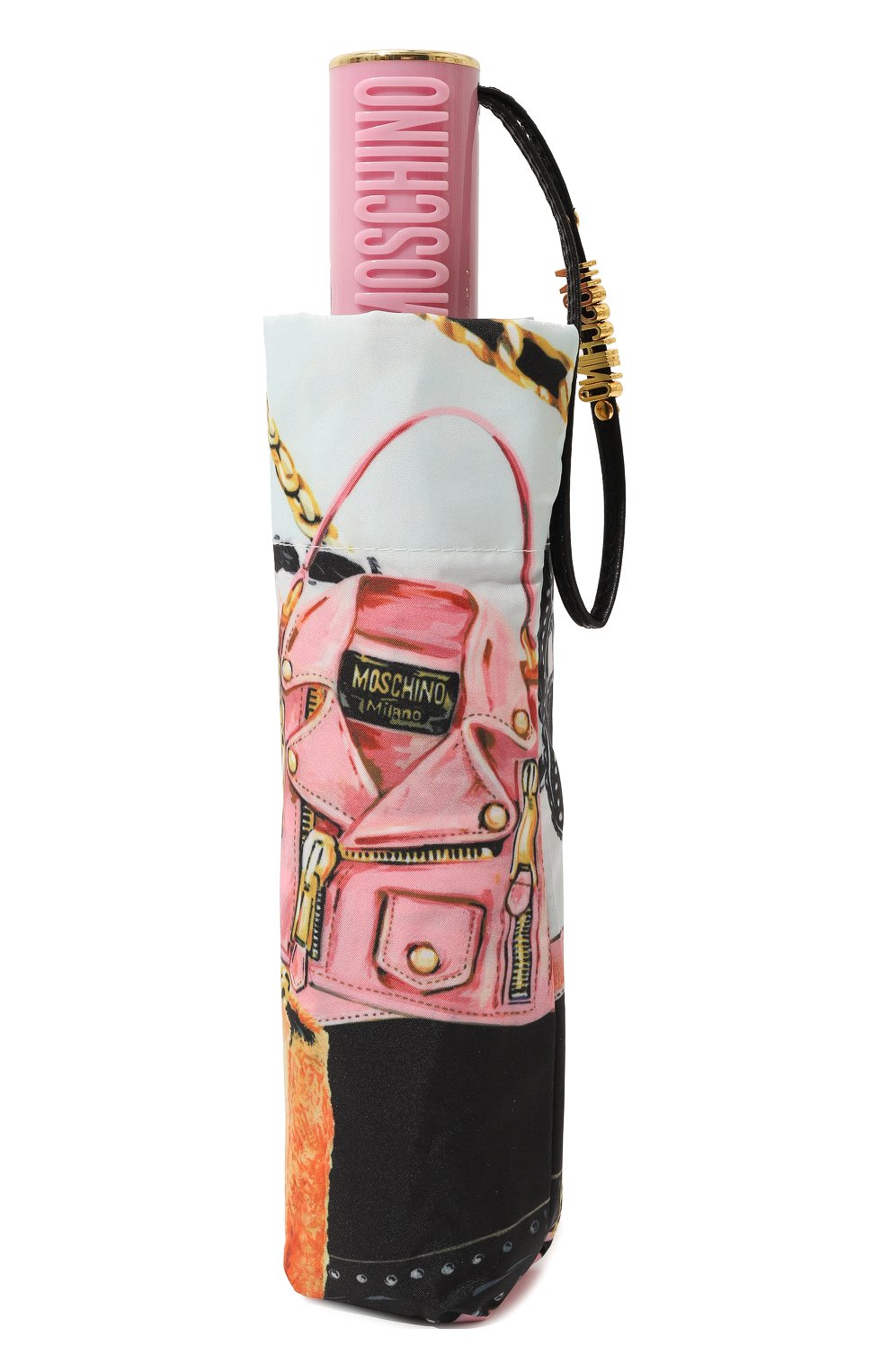 Женский складной зонт MOSCHINO розового цвета, арт. 8924-0PENCL0SEA | Фото 4 (Материал: Текстиль, Синтетический материал, Металл)