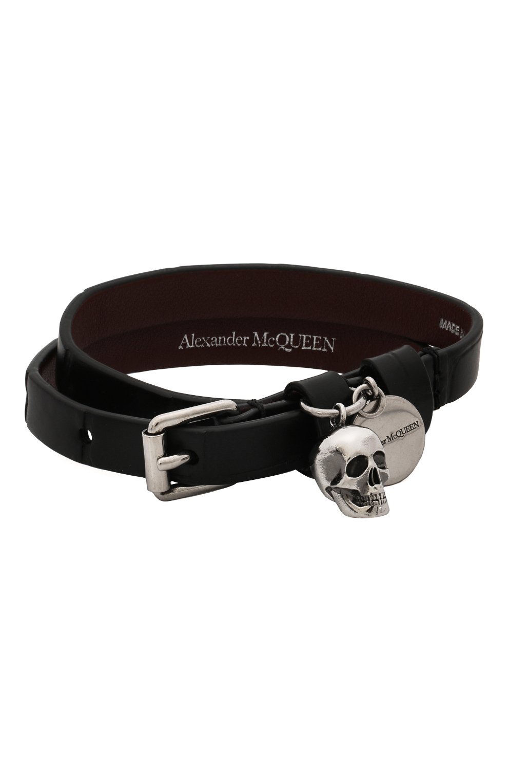 Мужской черный кожаный браслет ALEXANDER MCQUEEN купить в интернет-магазинеЦУМ, арт. 554466/DZT0Y